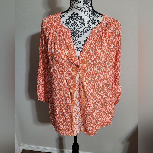 Crown & Ivy 1X boho orange top - Picture 1 of 6